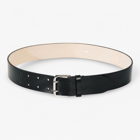 Dehanche Leather Belt Black with Silver Buckle Size XS
